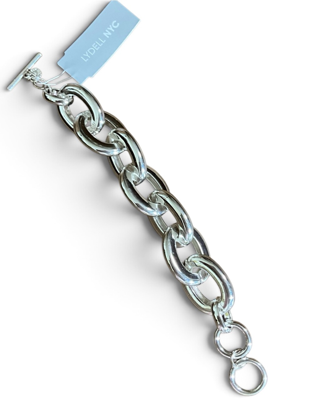 Lydell NYC Chunky Silver Tone Oval Link Toggle Bracelet NWT